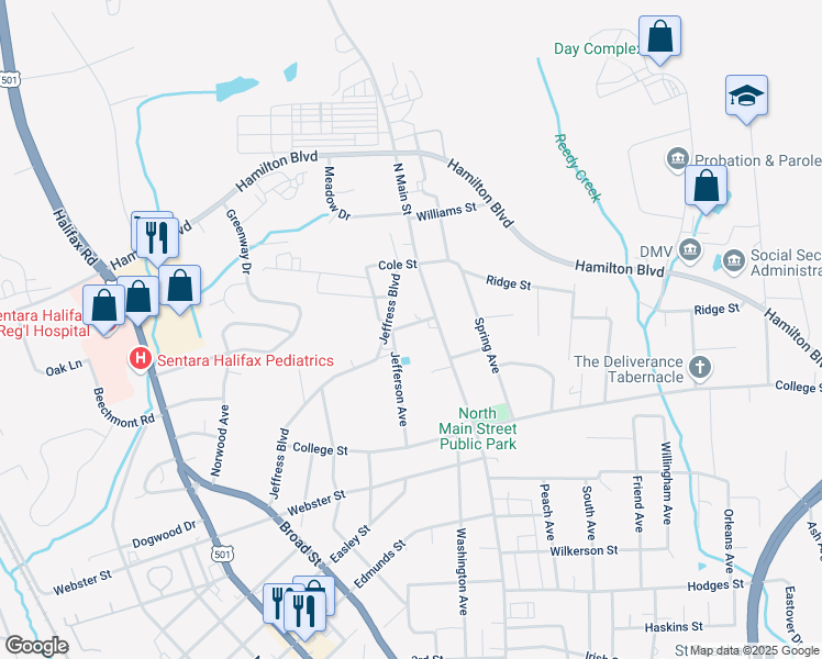 map of restaurants, bars, coffee shops, grocery stores, and more near 1907-2099 Jeffress Boulevard in South Boston