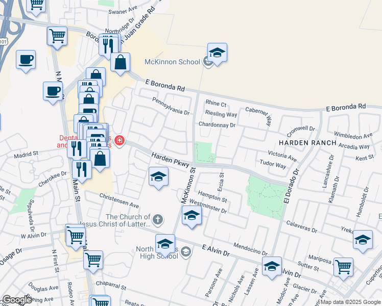 map of restaurants, bars, coffee shops, grocery stores, and more near in Salinas