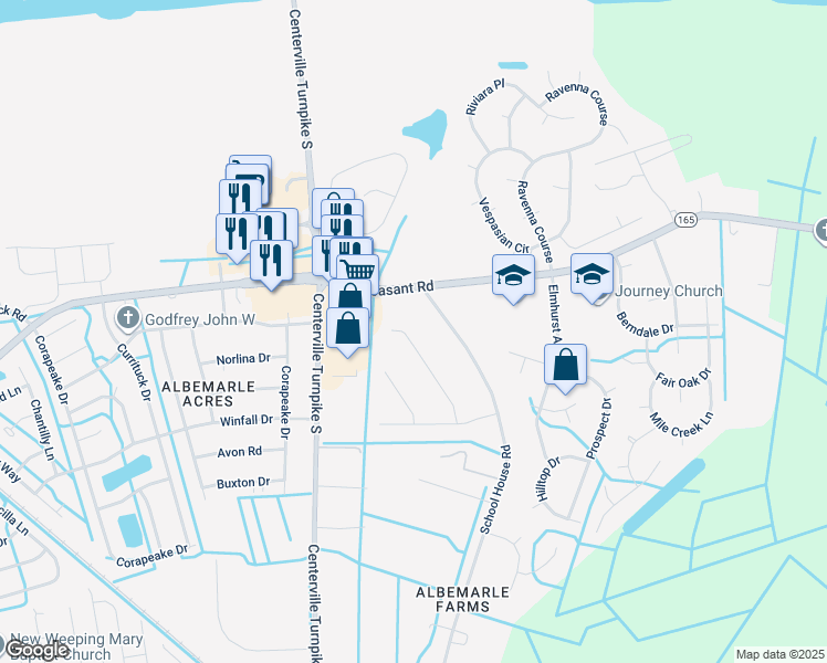 map of restaurants, bars, coffee shops, grocery stores, and more near 407 Slate Street in Chesapeake