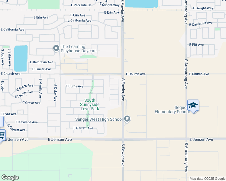 map of restaurants, bars, coffee shops, grocery stores, and more near 5960 East Via PECCIO Drive in Fresno