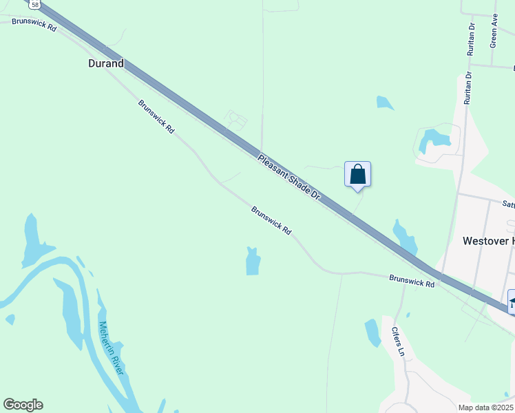 map of restaurants, bars, coffee shops, grocery stores, and more near 899 Brunswick Road in Emporia