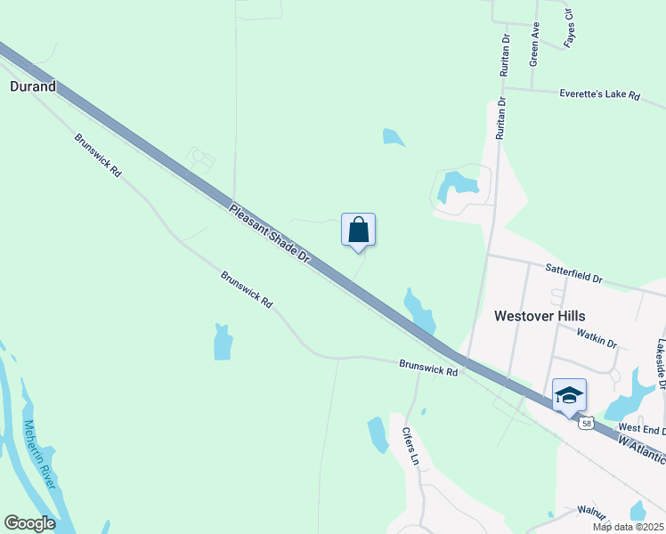 map of restaurants, bars, coffee shops, grocery stores, and more near 1045 Pleasant Shade Drive in Emporia