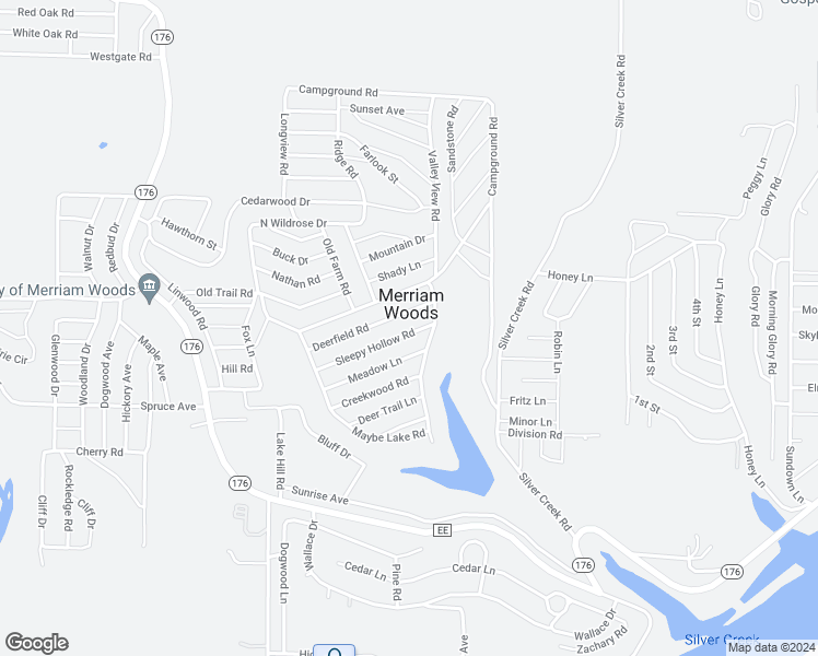 map of restaurants, bars, coffee shops, grocery stores, and more near 1029 Sleepy Hollow Road in Merriam Woods