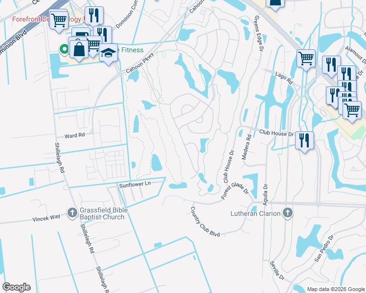 map of restaurants, bars, coffee shops, grocery stores, and more near 552 Strathmore Lane in Chesapeake