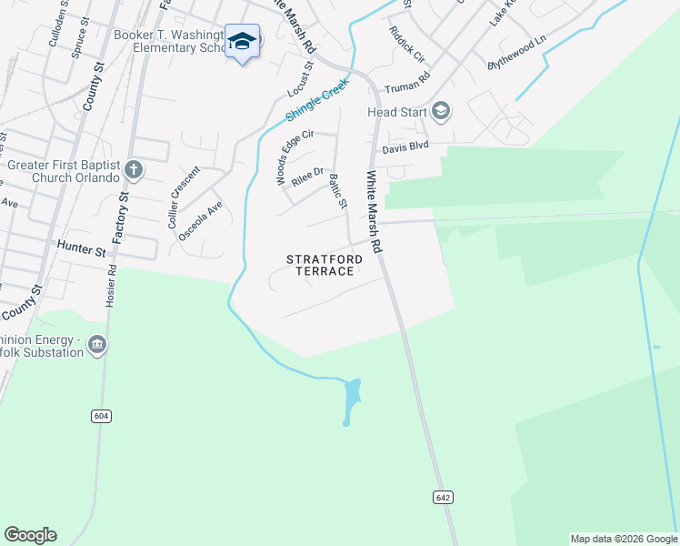 map of restaurants, bars, coffee shops, grocery stores, and more near 825 Seminole Drive in Suffolk