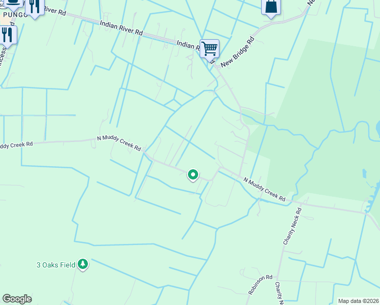 map of restaurants, bars, coffee shops, grocery stores, and more near 1672 North Muddy Creek Road in Virginia Beach