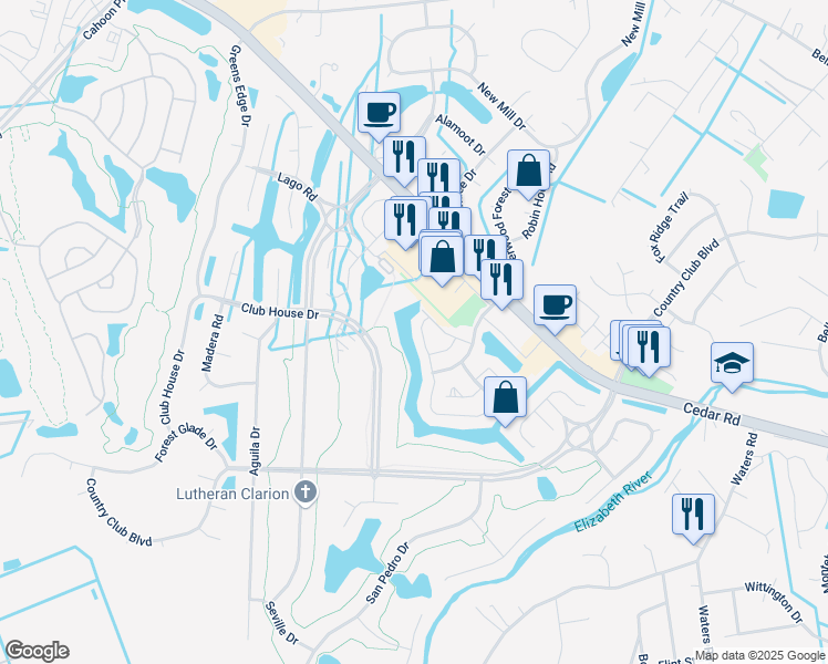 map of restaurants, bars, coffee shops, grocery stores, and more near 727 Whisper Walk in Chesapeake