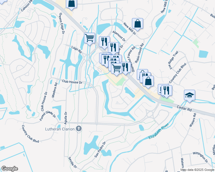map of restaurants, bars, coffee shops, grocery stores, and more near 727 Whisper Walk in Chesapeake