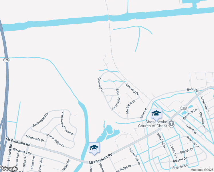 map of restaurants, bars, coffee shops, grocery stores, and more near 908 Northwood Drive in Chesapeake