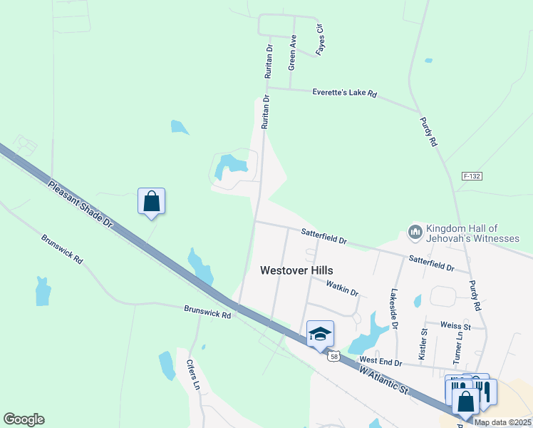map of restaurants, bars, coffee shops, grocery stores, and more near 1700-1712 Satterfield Drive in Emporia