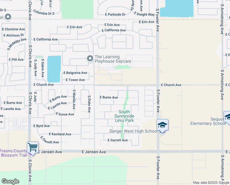 map of restaurants, bars, coffee shops, grocery stores, and more near 5864 East Eugenia Avenue in Fresno