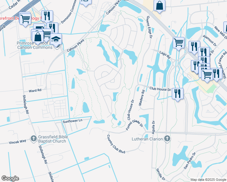 map of restaurants, bars, coffee shops, grocery stores, and more near 540 Strathmore Lane in Chesapeake