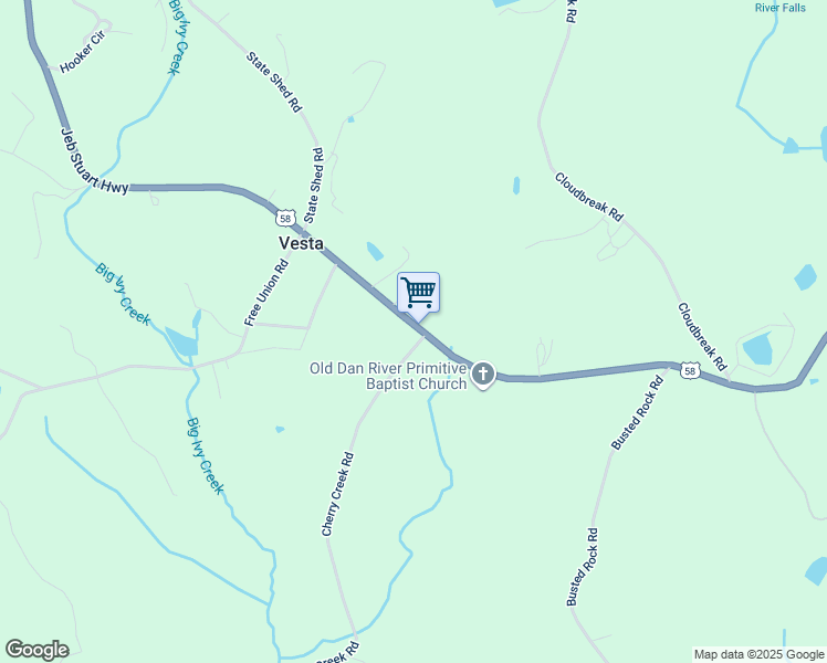 map of restaurants, bars, coffee shops, grocery stores, and more near 6606 Jeb Stuart Highway in Meadows of Dan