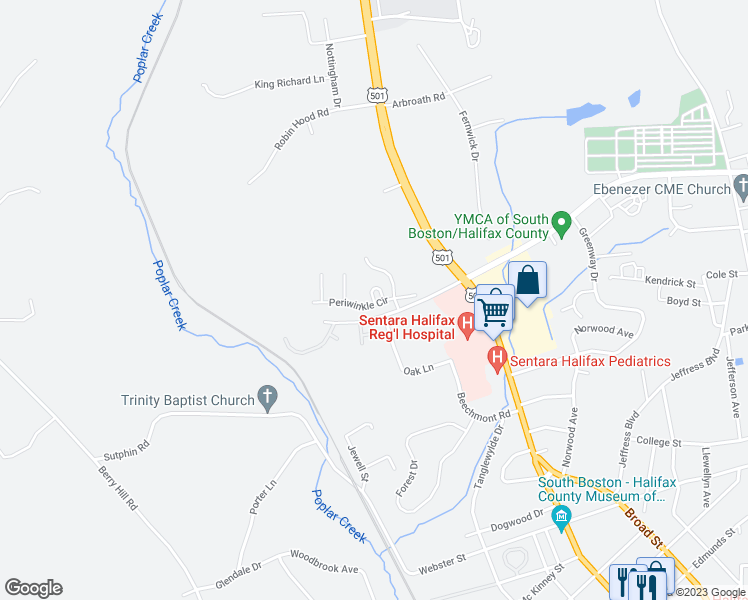 map of restaurants, bars, coffee shops, grocery stores, and more near 425 Periwinkle Circle in South Boston