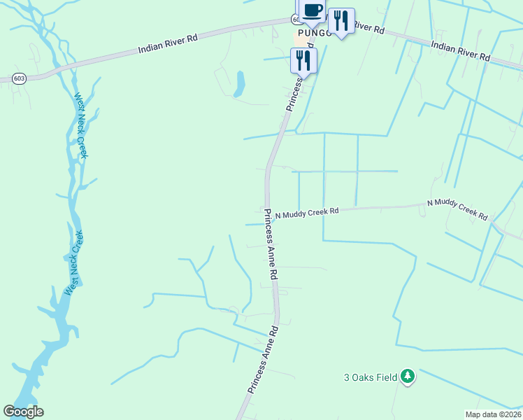 map of restaurants, bars, coffee shops, grocery stores, and more near 1705 Princess Anne Road in Virginia Beach