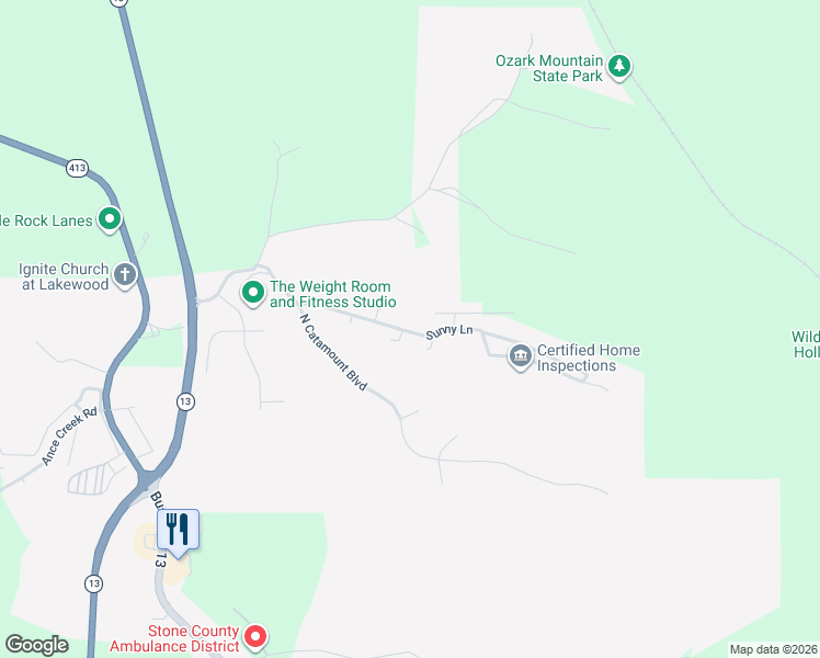 map of restaurants, bars, coffee shops, grocery stores, and more near Flag Street in Branson West