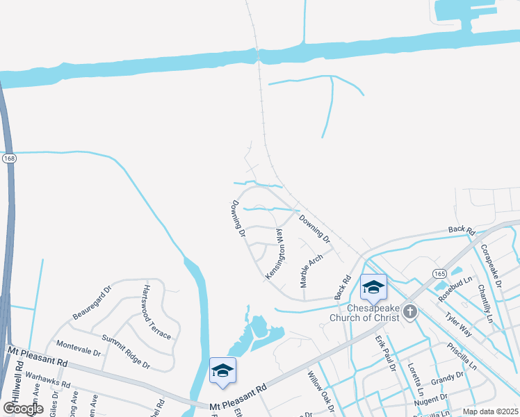 map of restaurants, bars, coffee shops, grocery stores, and more near 908 Northwood Drive in Chesapeake