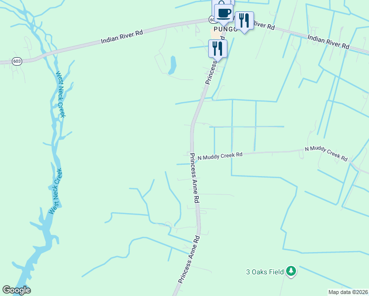 map of restaurants, bars, coffee shops, grocery stores, and more near 1705 Princess Anne Road in Virginia Beach