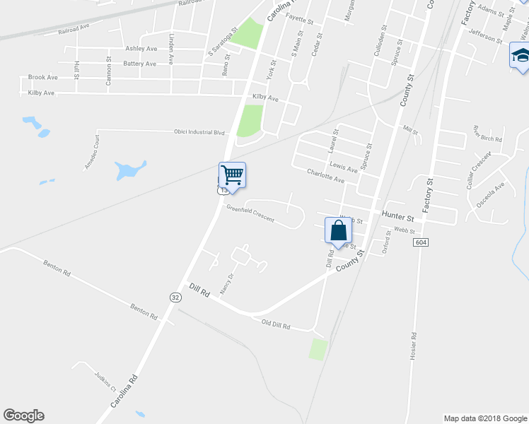 map of restaurants, bars, coffee shops, grocery stores, and more near 121 Greenfield Crescent in Suffolk