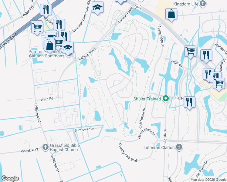 map of restaurants, bars, coffee shops, grocery stores, and more near 1209 Eagle Pointe Way in Chesapeake