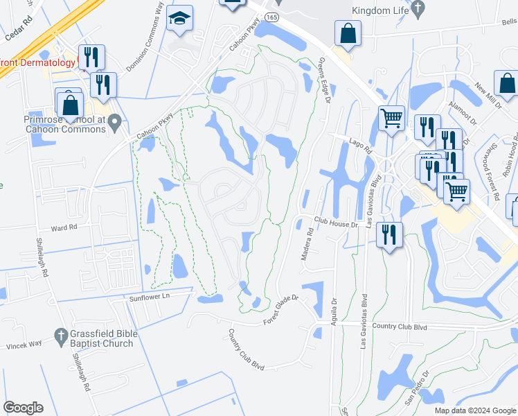 map of restaurants, bars, coffee shops, grocery stores, and more near Strathmore Lane in Chesapeake