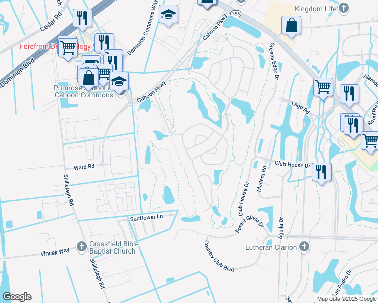 map of restaurants, bars, coffee shops, grocery stores, and more near 553 Dunning Lane in Chesapeake