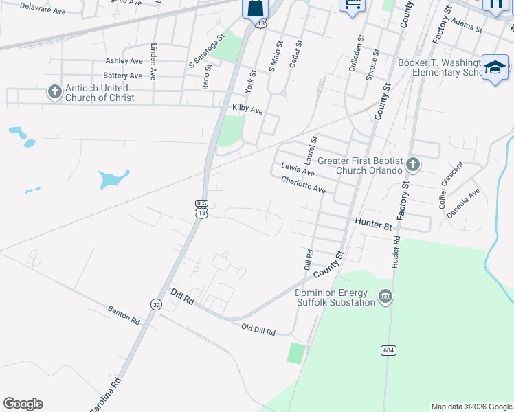 map of restaurants, bars, coffee shops, grocery stores, and more near 306 Greenfield Crescent in Suffolk
