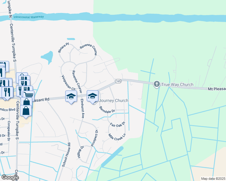 map of restaurants, bars, coffee shops, grocery stores, and more near 409 Fall Ridge Lane in Chesapeake