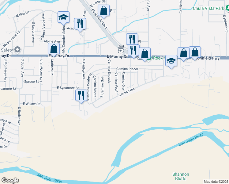 map of restaurants, bars, coffee shops, grocery stores, and more near 1316 Camina Vega in Farmington