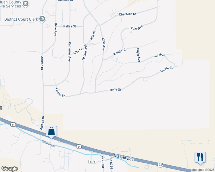 map of restaurants, bars, coffee shops, grocery stores, and more near 6510 Laurie Street in Farmington