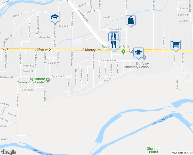 map of restaurants, bars, coffee shops, grocery stores, and more near 1400 Camina Entrada in Farmington