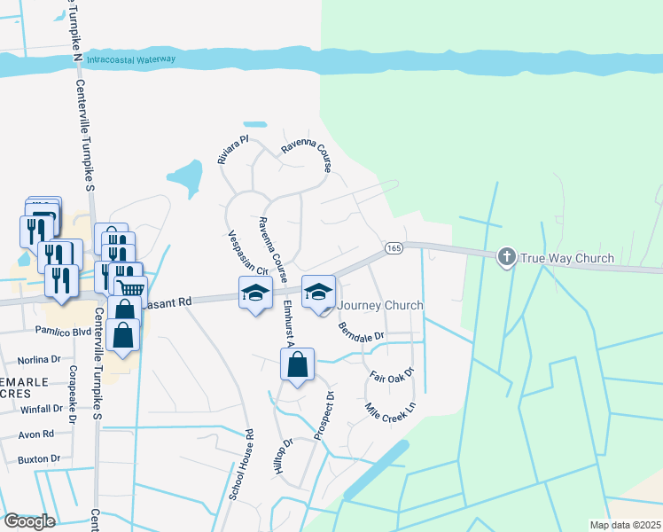 map of restaurants, bars, coffee shops, grocery stores, and more near 1617 Cicero Court in Chesapeake