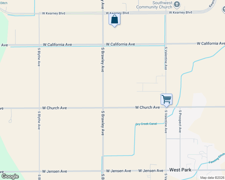 map of restaurants, bars, coffee shops, grocery stores, and more near 1292 South Brawley Avenue in Fresno