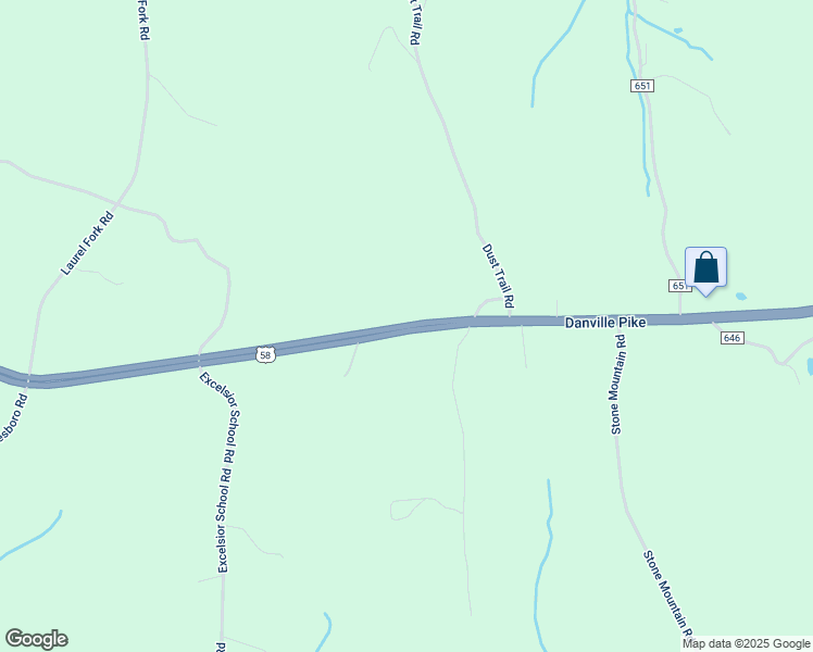 map of restaurants, bars, coffee shops, grocery stores, and more near Danville Pike in Laurel Fork