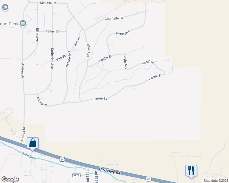 map of restaurants, bars, coffee shops, grocery stores, and more near 6900 Laurie Street in Farmington