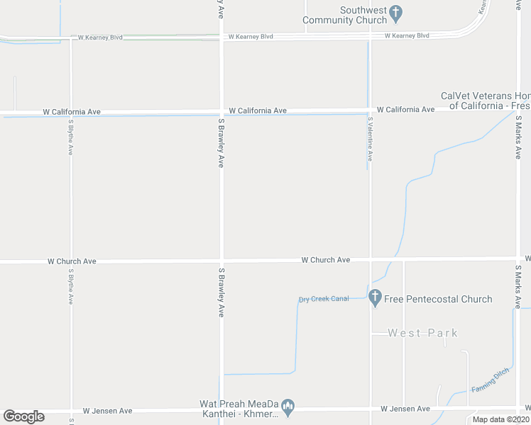 map of restaurants, bars, coffee shops, grocery stores, and more near 1292 South Brawley Avenue in Fresno