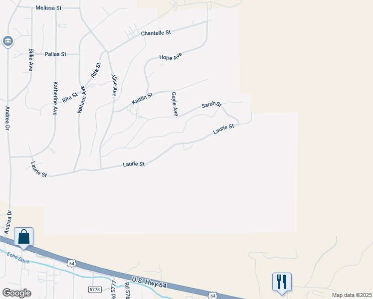 map of restaurants, bars, coffee shops, grocery stores, and more near 7025 Laurie Street in Farmington