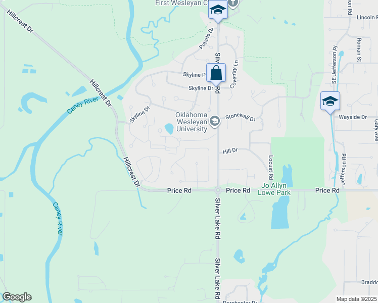 map of restaurants, bars, coffee shops, grocery stores, and more near 1824 Glynnwood Drive in Bartlesville