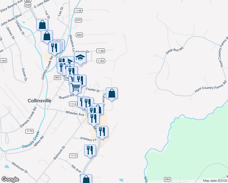 map of restaurants, bars, coffee shops, grocery stores, and more near 3330 Sunset Road in Collinsville