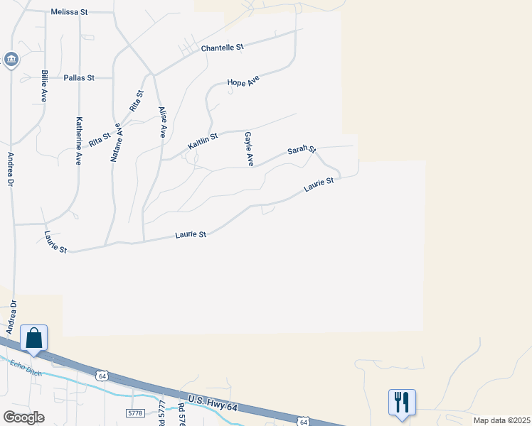 map of restaurants, bars, coffee shops, grocery stores, and more near 7025 Laurie Street in Farmington
