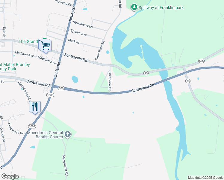 map of restaurants, bars, coffee shops, grocery stores, and more near 150-190 Crestview Drive in Franklin