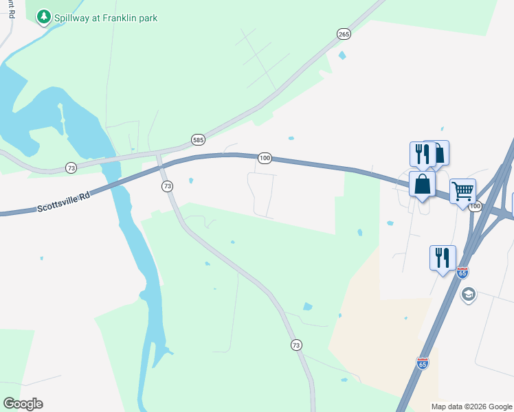map of restaurants, bars, coffee shops, grocery stores, and more near 2272 Scottsville Road in Franklin