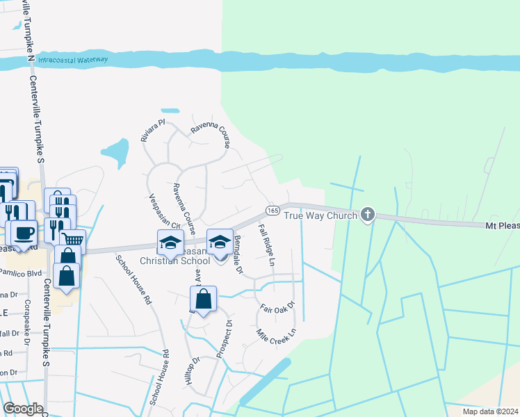 map of restaurants, bars, coffee shops, grocery stores, and more near 1648 Mount Pleasant Road in Chesapeake
