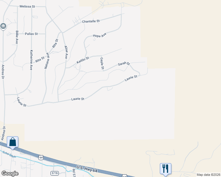 map of restaurants, bars, coffee shops, grocery stores, and more near 7100 Laurie Street in Farmington