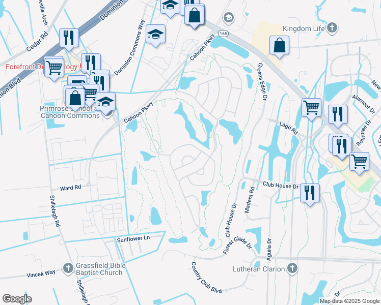 map of restaurants, bars, coffee shops, grocery stores, and more near 506 Linton Circle in Chesapeake