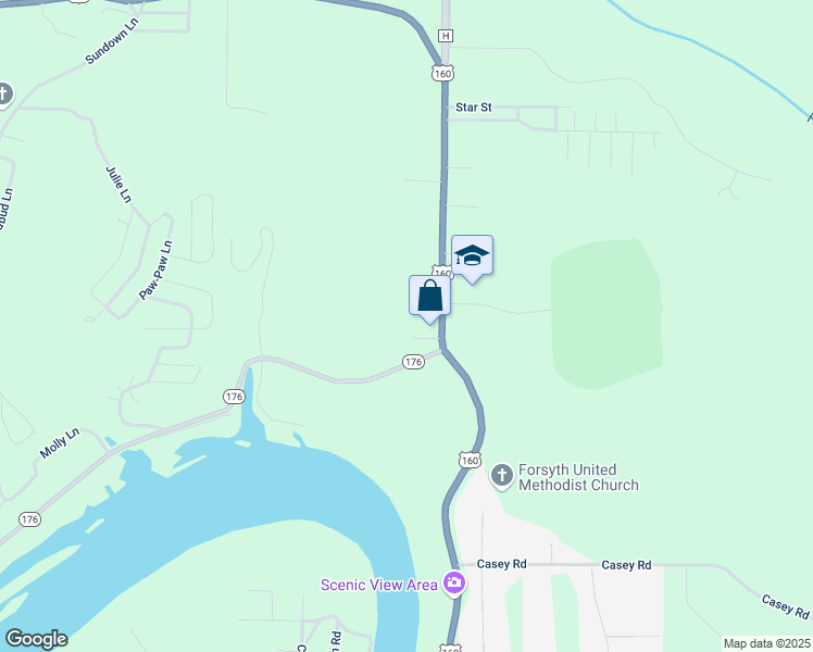 map of restaurants, bars, coffee shops, grocery stores, and more near 132 Squirrel Drive in Forsyth