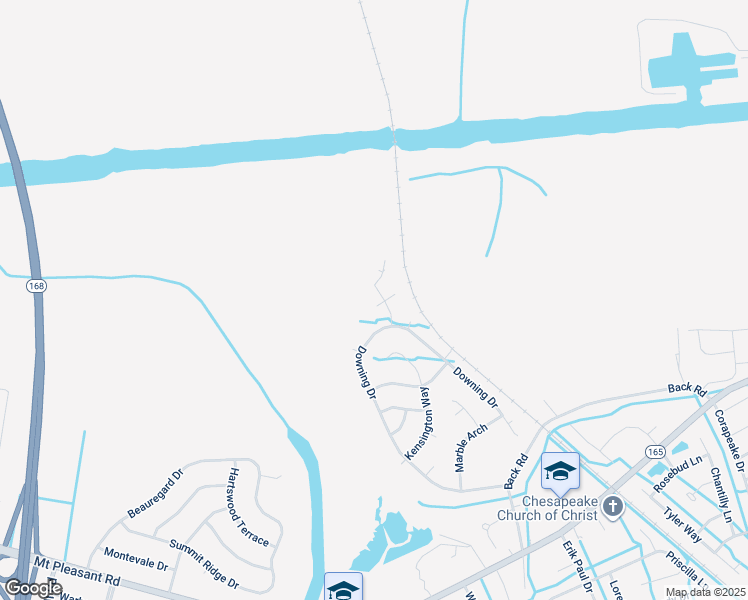 map of restaurants, bars, coffee shops, grocery stores, and more near 109 Edgeware Court in Chesapeake