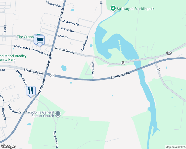 map of restaurants, bars, coffee shops, grocery stores, and more near 190 Crestview Dr in Franklin