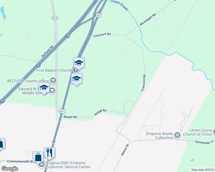 map of restaurants, bars, coffee shops, grocery stores, and more near 470 Reigel Road in Emporia