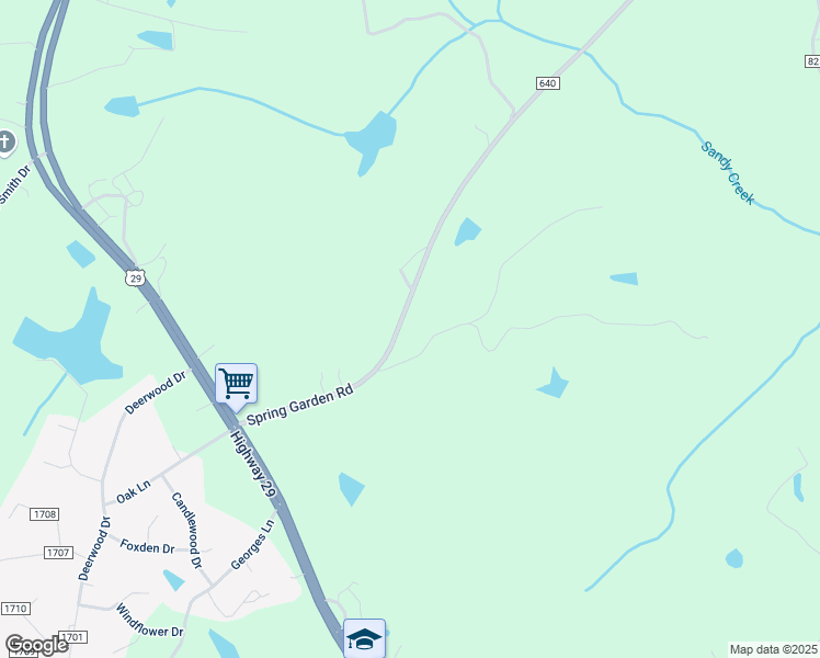 map of restaurants, bars, coffee shops, grocery stores, and more near 10388 Spring Garden Rd in Blairs